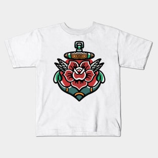 rose and anchor tattoo Kids T-Shirt